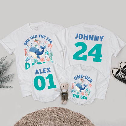Oneder the Sea Birthday Boy Outfit, Whale Seahorse Jellyfish Shirt, Ocean First Birthday, Family Matching Available, Alex Johnny & Daddy 01 24