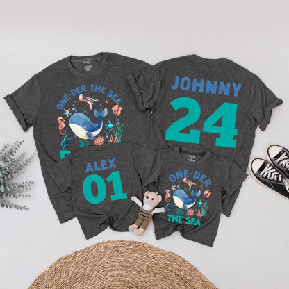 Oneder The Sea Boy 1st Birthday Shirt - Whale Ocean Animals Outfit