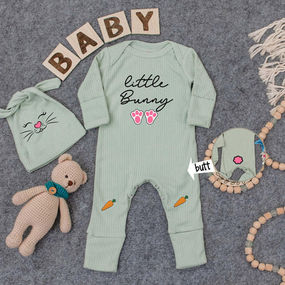 Adorable Little Bunny Baby Bodysuit and Hat Set for Newborn First Easter Day Going Home Outfit Gender Neutral Infant Honey Bunny Gift