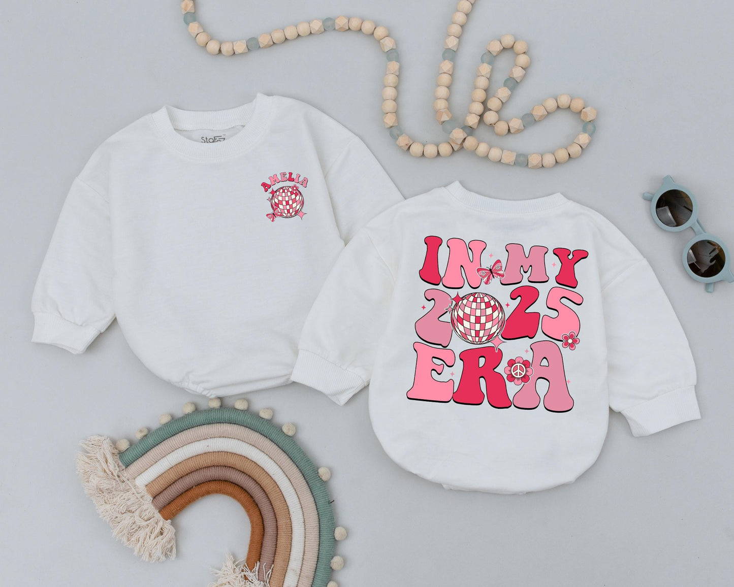 Personalized Name In My 2025 Era Romper Newborn Bodysuit Baby Girl Clothes Baby Shower Gift First Birthday Outfit Custom Name
