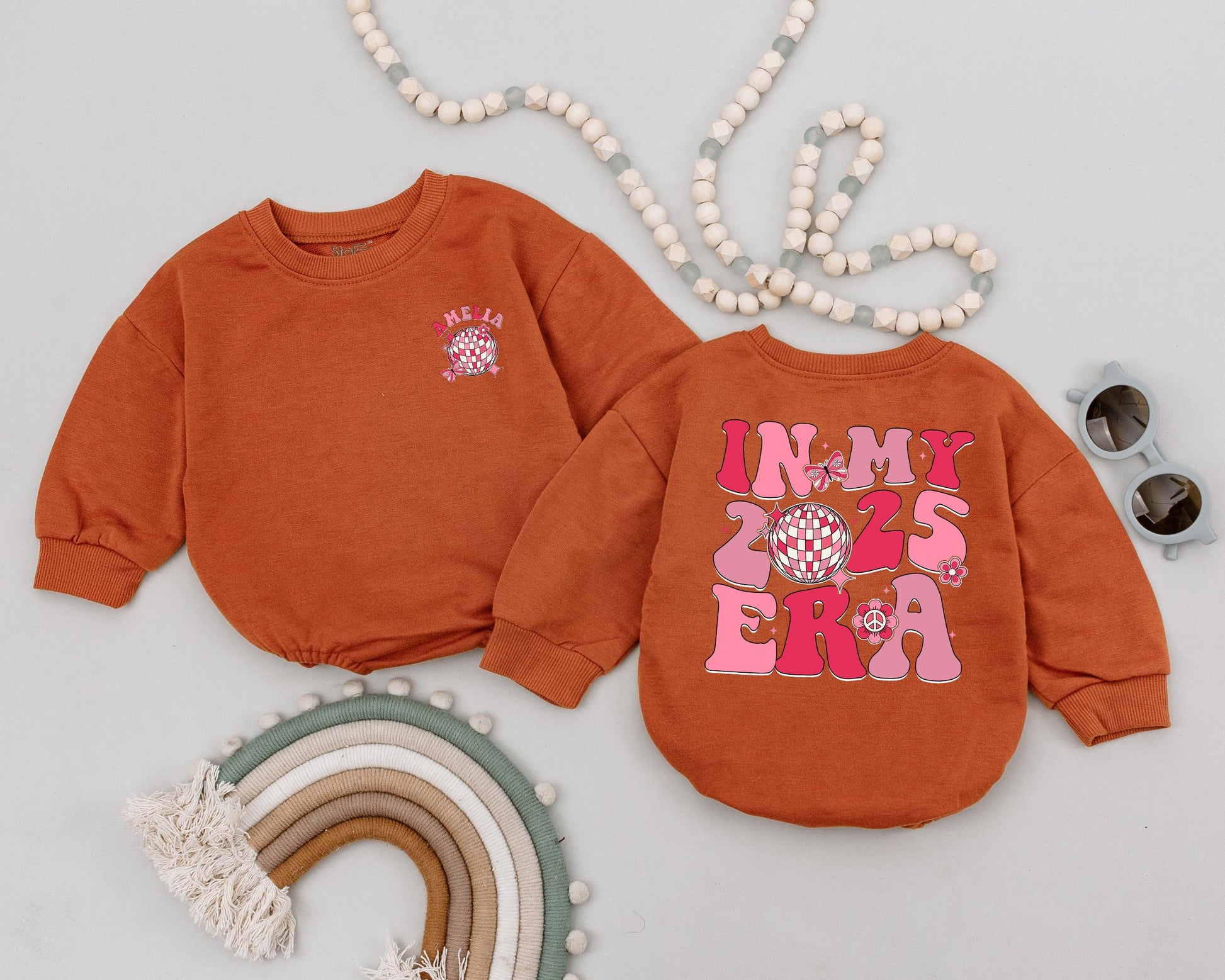 Personalized Name In My 2025 Era Romper Newborn Bodysuit Baby Girl Clothes Baby Shower Gift First Birthday Outfit Custom Name