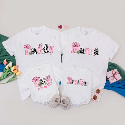 Personalized First Rodeo Birthday T-Shirt Cute Cowgirl Baby Girl Outfit Wild West Western Party Gift Toddler Mom Matching Family