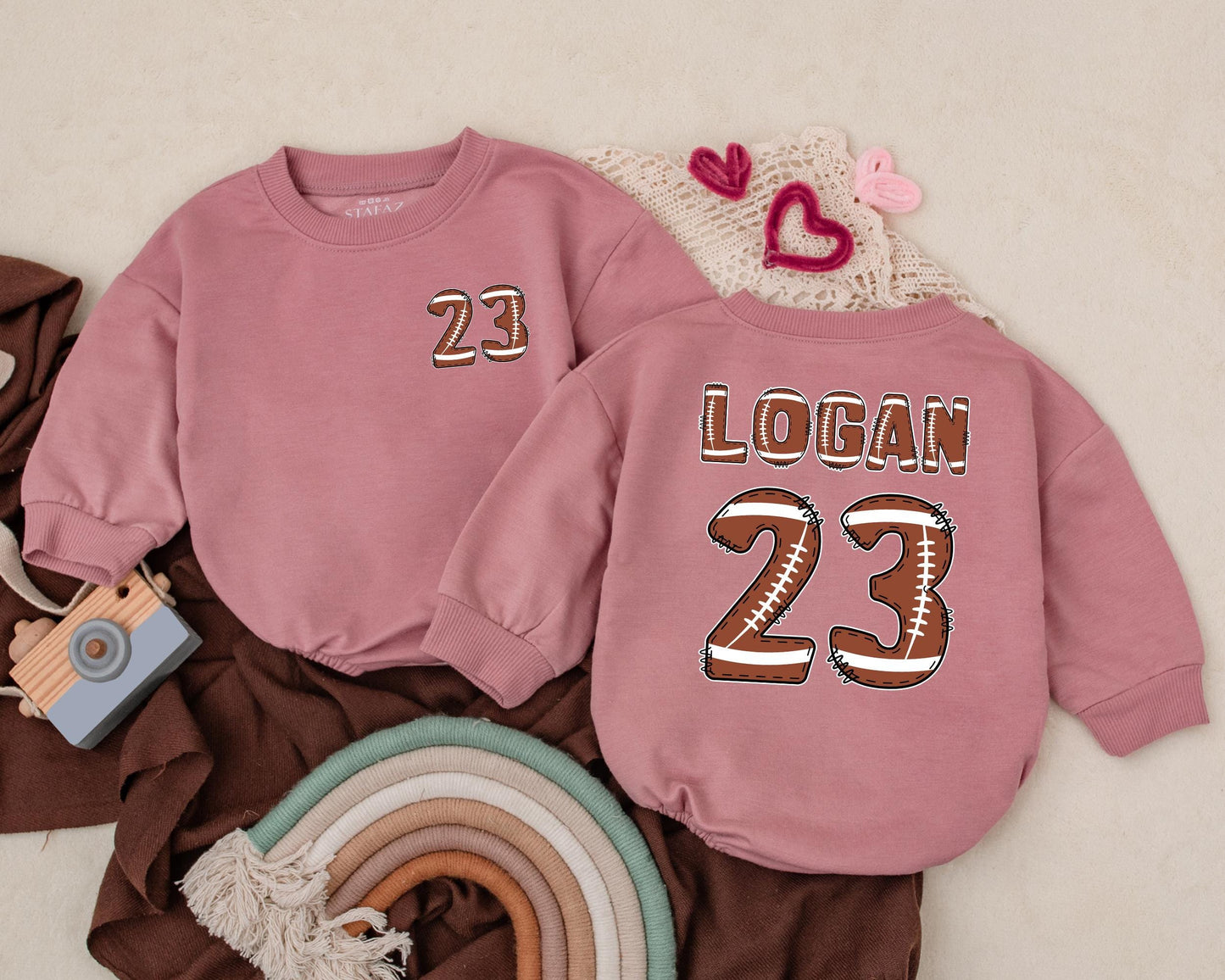 Custom Football Birthday Boy Romper Personalized Sport Baby Bodysuit Game Day First Birthday Outfit Newborn Football Season