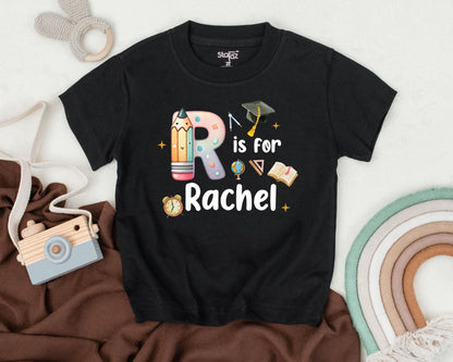 Cute Kindergarten Alphabet Shirt Personalized Name Custom First Day of School Outfit Back to School Kids