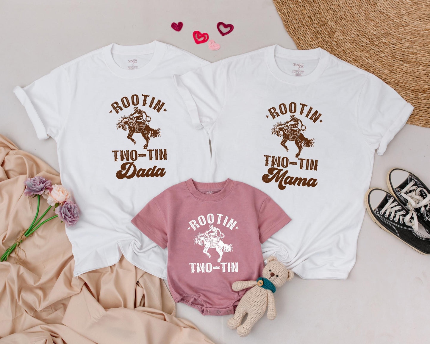 Matching Rootin Two-Tin Birthday Family Shirts, Western Rodeo Party Outfit, Cowboy Baby Boy, 1st Birthday Clothes, Daddy & Me