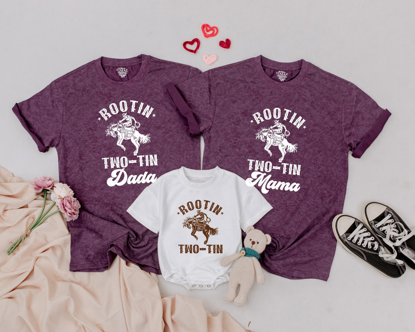 Matching Rootin Two-Tin Birthday Family Shirts, Western Rodeo Party Outfit, Cowboy Baby Boy, 1st Birthday Clothes, Daddy & Me