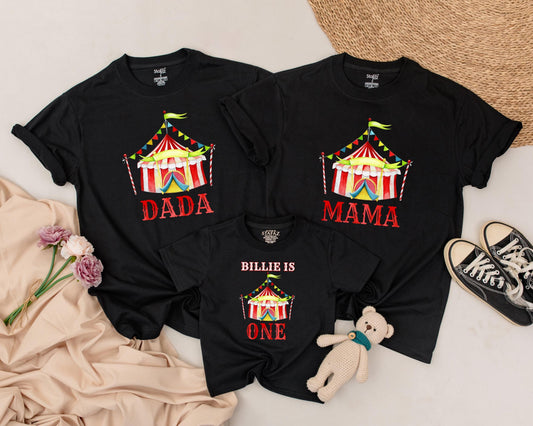 Circus Birthday Shirts Matching Family Outfits Baby's First Birthday Carnival Crew Brother Dada Mama