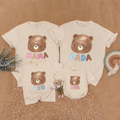 Beary First Birthday Matching Family Shirts, Mama, Dada, Bro, One Outfit, Baby Girl or Boy Birthday Bear Shirt, 1st Birthday Party Clothes, Cute Photo (138 chars)