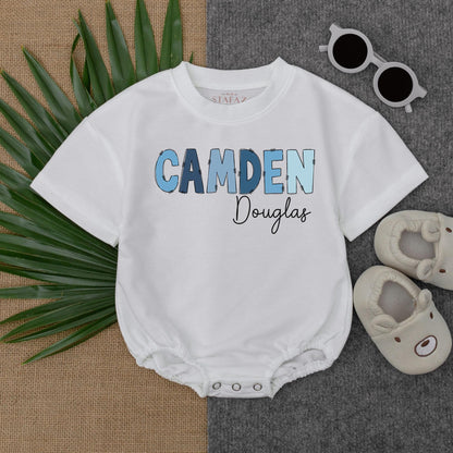Personalized Name Boy Bubble Romper Sweatshirt Bodysuit, a soft comfortable Baby Shower Gift, perfect for Baby's First Birthday and Christmas