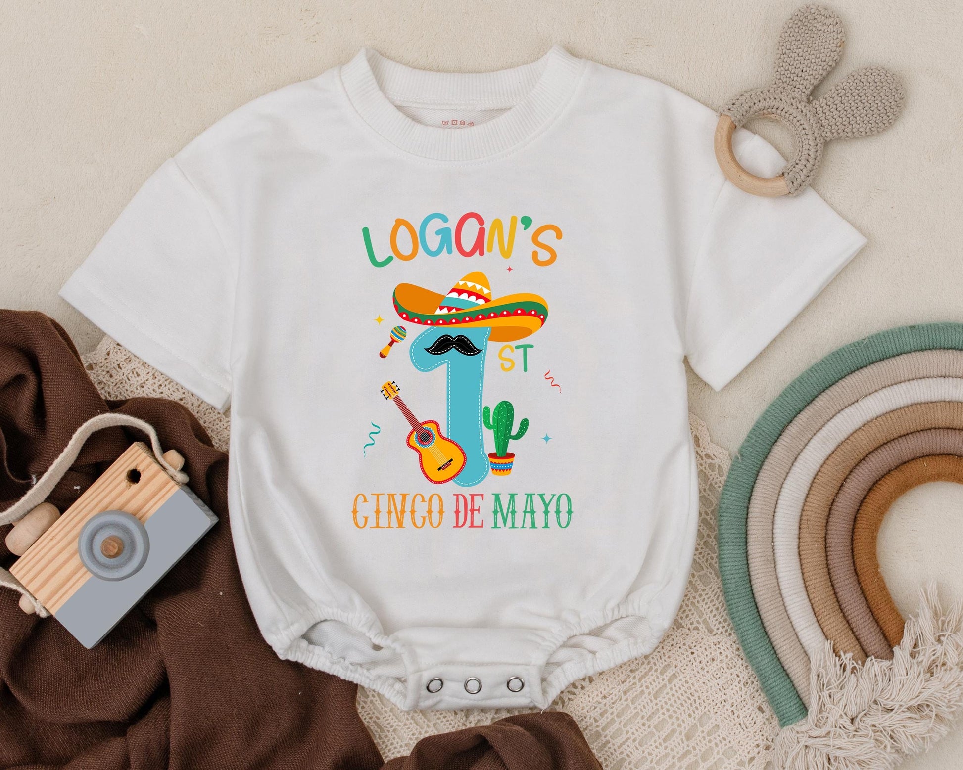 Personalized Name First Cinco De Mayo Baby Romper Newborn Bodysuit Custom Fiesta Outfit Mexican Infant Clothes