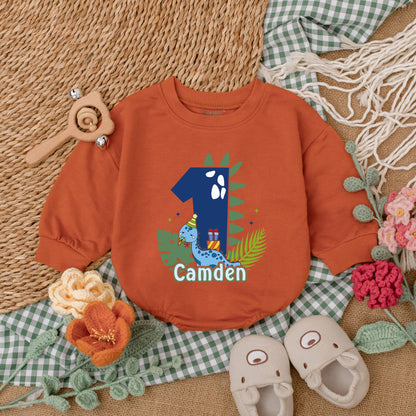 One-A-Saurus Personalized Dinosaur Birthday Romper for Baby Boy, 1st Birthday Outfit, Custom Golf Design Bubble Romper Gift