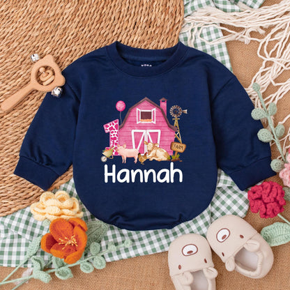 Personalized Pink Farm Birthday Romper Adorable Baby Girl Farm Animals Outfit First Birthday Clothes Cotton Soft and Comfortable Toddler Gift