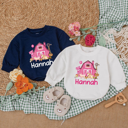 Personalized Pink Farm Birthday Romper Adorable Baby Girl Farm Animals Outfit First Birthday Clothes Cotton Soft and Comfortable Toddler Gift