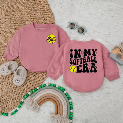 Softball Bubble Romper Custom Baby Clothes - Softball Birthday Game Day Outfit Newborn Baby Girl Boy Gift, Sport Romper