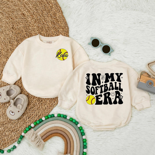 Softball Bubble Romper Custom Baby Clothes - Softball Birthday Game Day Outfit Newborn Baby Girl Boy Gift, Sport Romper