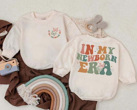 In My Newborn Era Romper - Retro Groovy Baby Boy Bodysuit or Girl Outfit, Baby Shower Gift, First Birthday