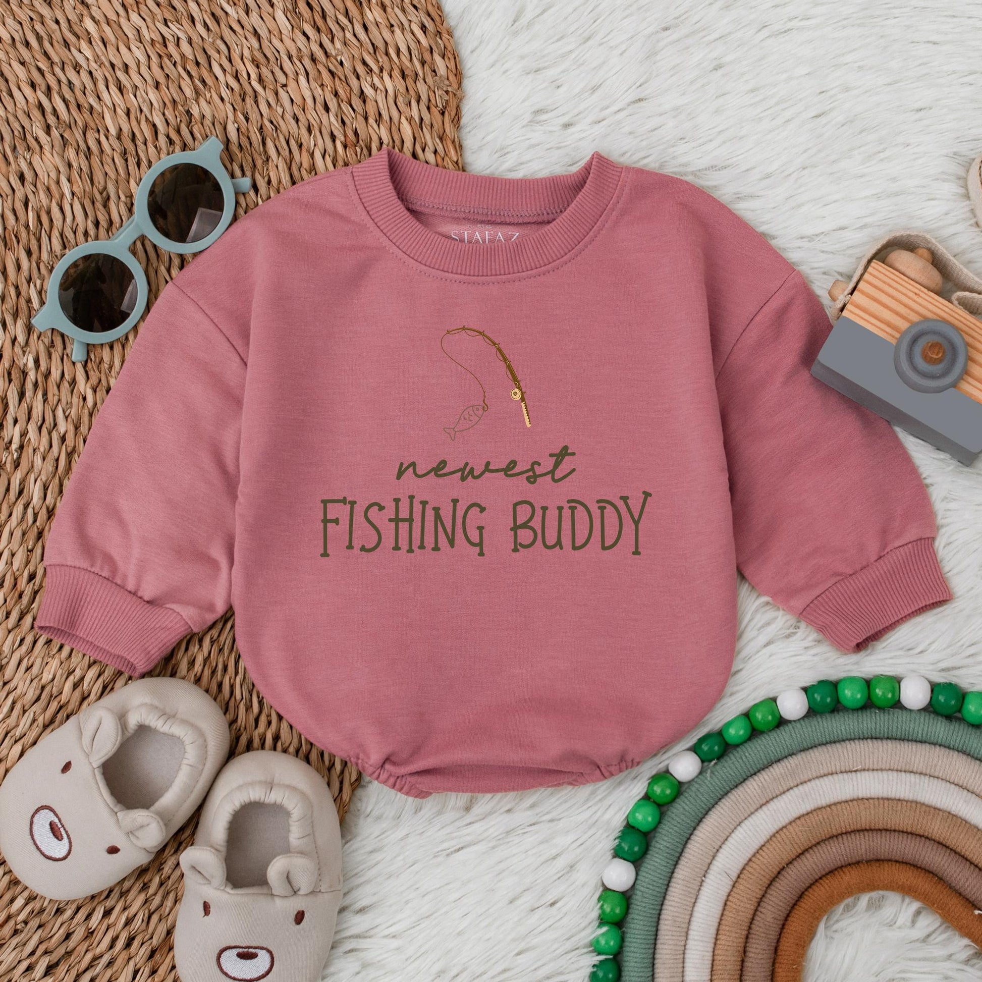 Daddy's Fishing Buddy Bubble Romper - Cute Baby Shower Gift for Boy or Girl Infant Outfit - Fishing Theme Announcement Baby Clothes