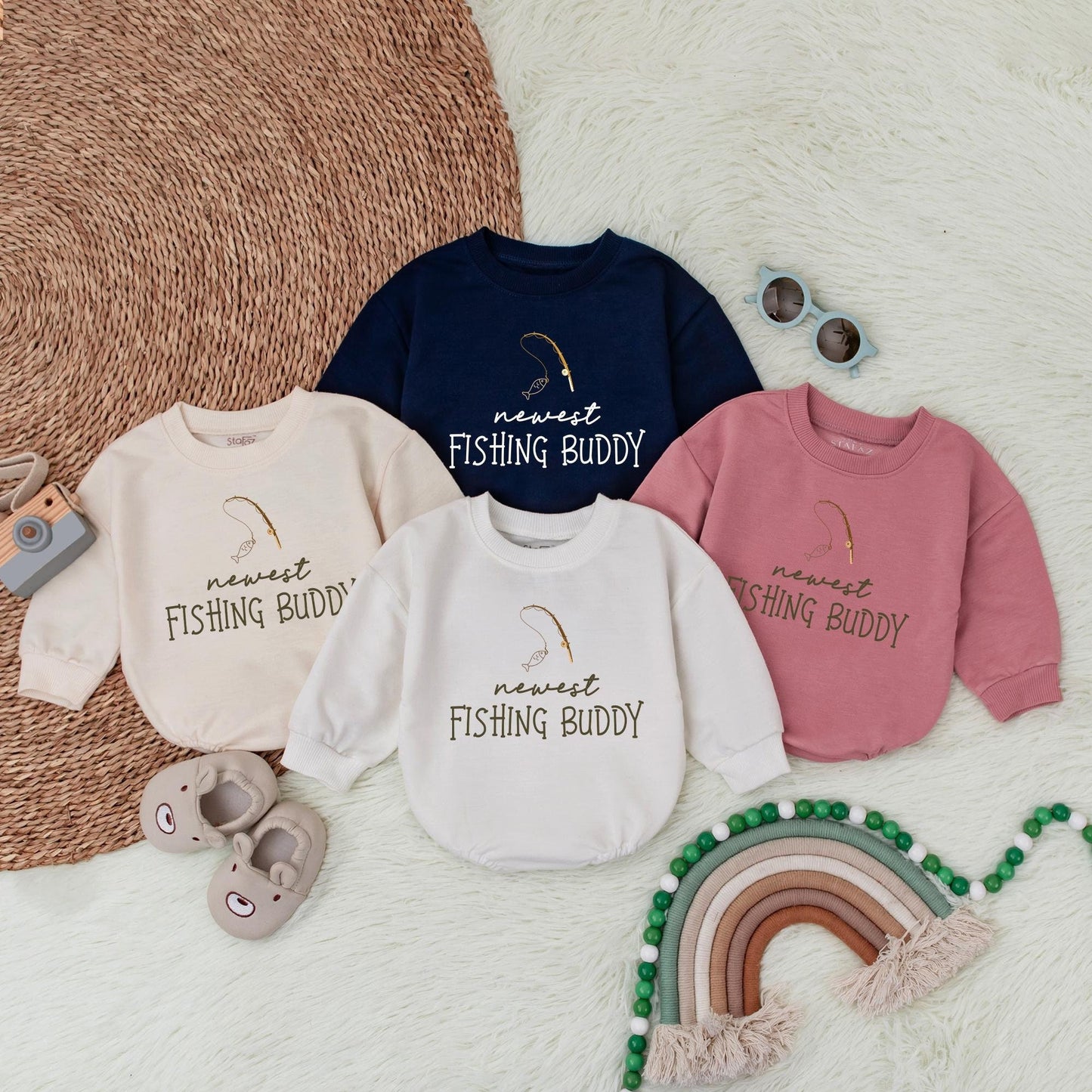 Daddy's Fishing Buddy Bubble Romper - Cute Baby Shower Gift for Boy or Girl Infant Outfit - Fishing Theme Announcement Baby Clothes