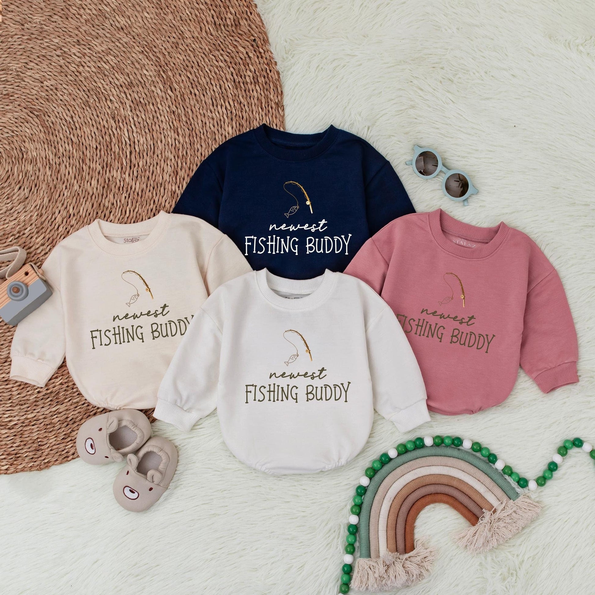 Daddy's Fishing Buddy Bubble Romper - Cute Baby Shower Gift for Boy or Girl Infant Outfit - Fishing Theme Announcement Baby Clothes