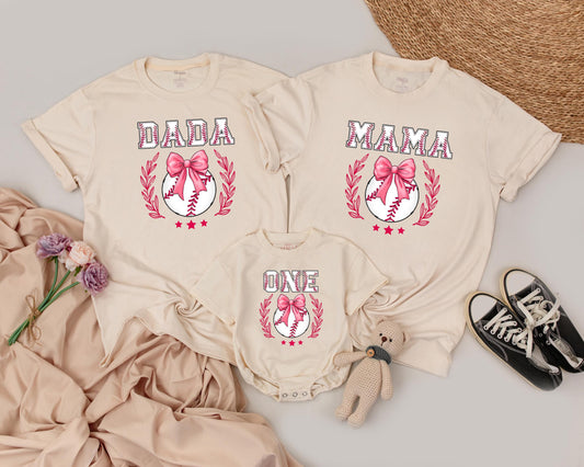 First Birthday Football Family Matching Shirts Darling Girl Football Theme Celebration Outfit Dad Baby