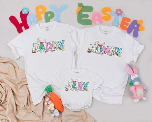 Custom Easter Bunny Family Shirts Adorable Matching Outfits for Mom & Me First Easter Day Celebration Gift