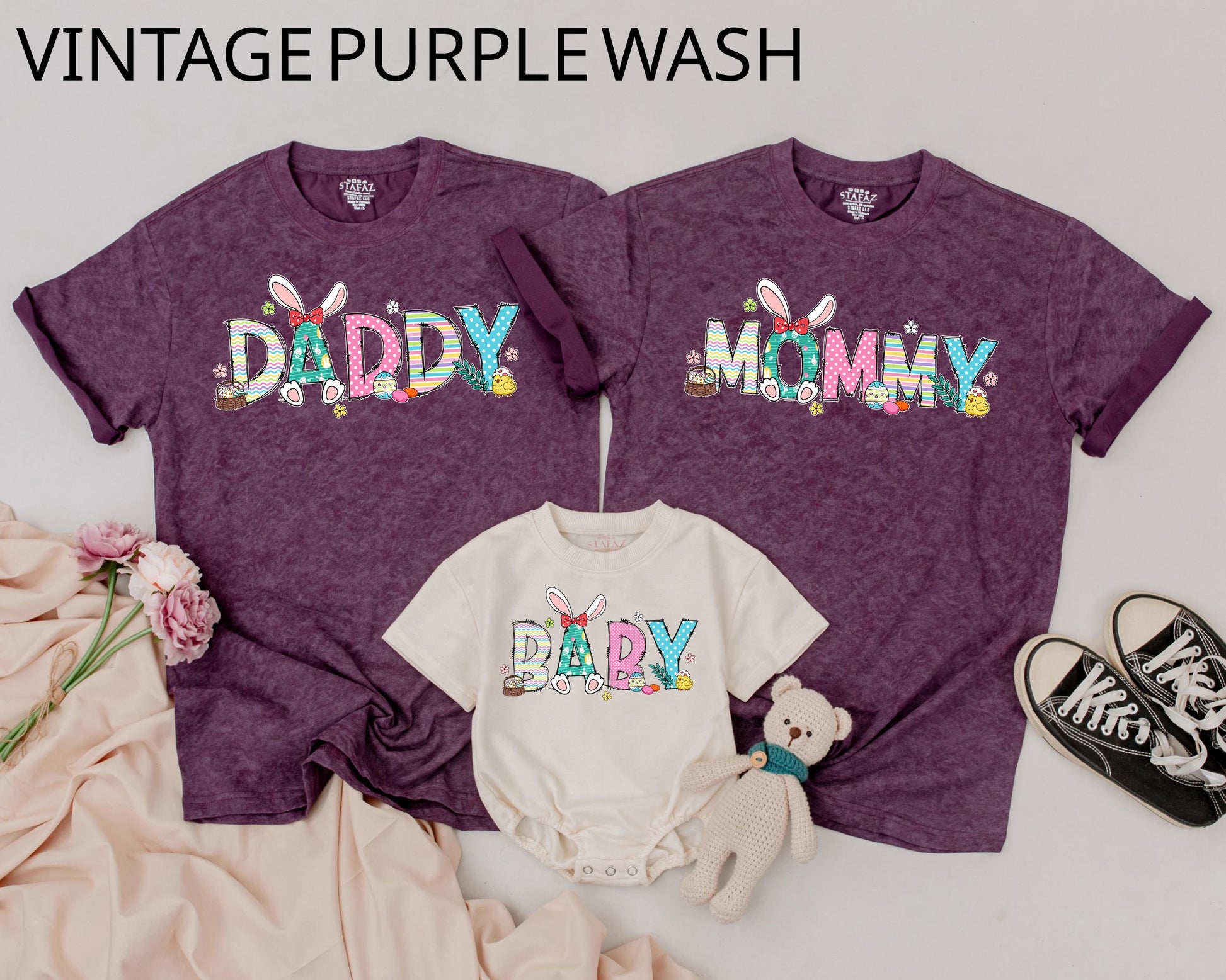 Custom Easter Bunny Family Shirts Adorable Matching Outfits for Mom & Me First Easter Day Celebration Gift