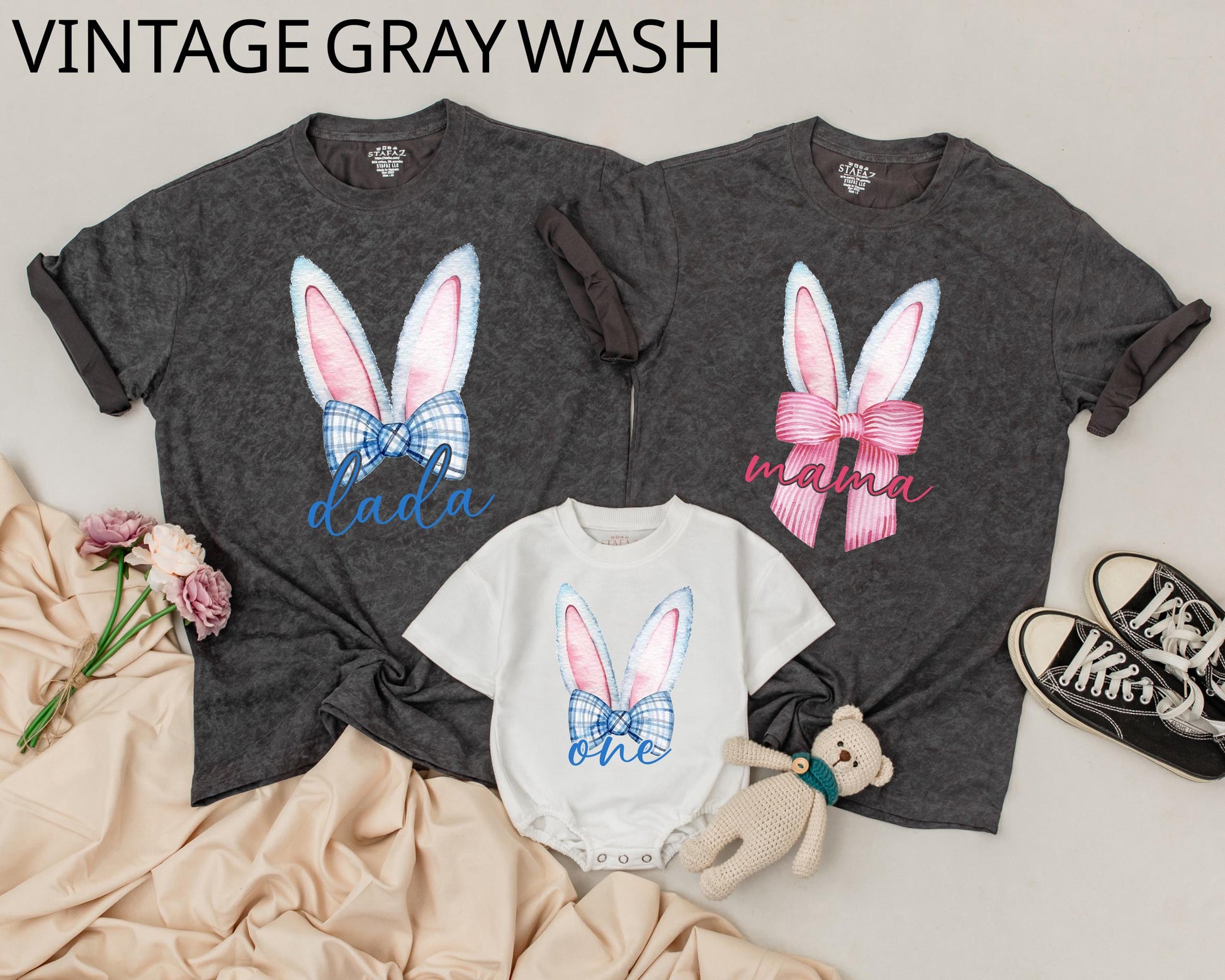 Personalized Matching Easter Family Shirts for Mommy and Me with Cute Bunny Design, Perfect 1st Easter Day Baby Toddler Outfits Gift