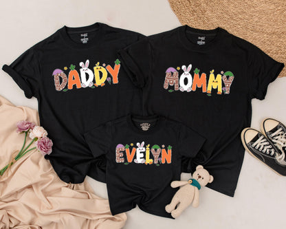Matching Easter Family Shirts Personalized Bunny Design, Custom 1st Easter Day Outfits, Mommy & Me Gift, Baby Boy & Girl Clothes