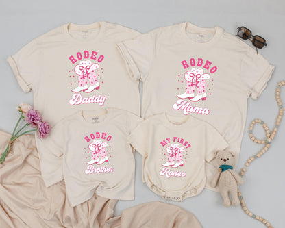 My First Rodeo Family Matching Shirts, 1st Birthday Cowgirl Party Outfit, Western Farm Theme, Baby T-shirt, Matching Siblings Clothes Cute (138 chars)