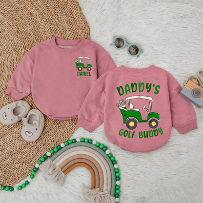 Daddy's Golfing Buddy Bubble Romper Father Son Golfing Bodysuit Newborn Baby Shower Gift for Librarian Book Club