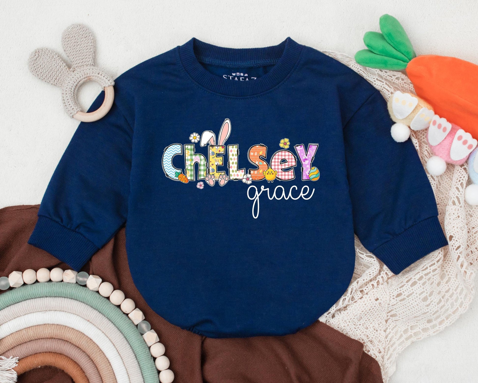 Custom First Easter Baby Romper Bunny Outfit Personalized Baby Girl Boy Bodysuit Shower Gift Spring Clothes Infant's First Easter