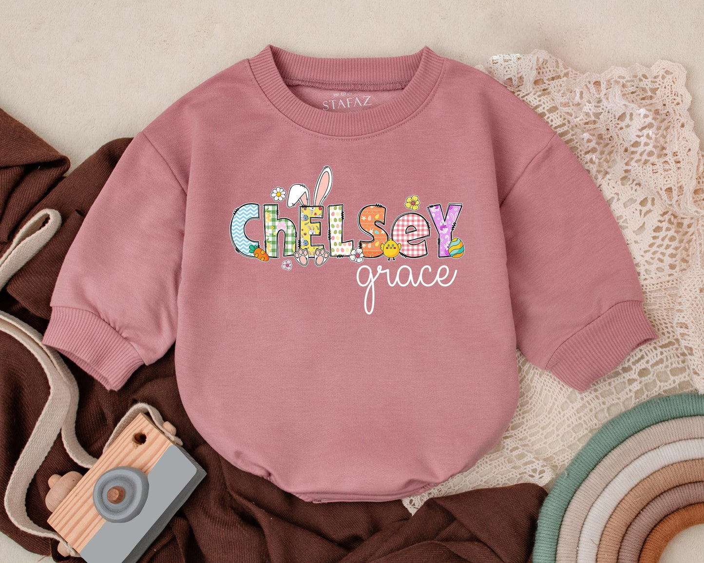 Custom First Easter Baby Romper Bunny Outfit Personalized Baby Girl Boy Bodysuit Shower Gift Spring Clothes Infant's First Easter