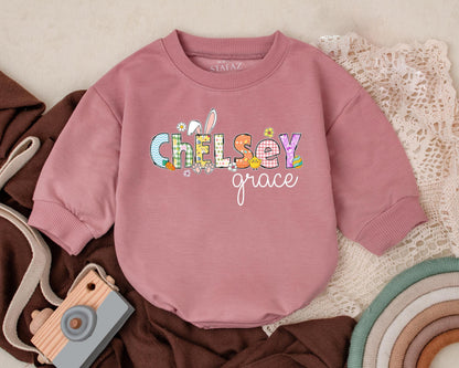 Custom First Easter Baby Romper Bunny Outfit Personalized Baby Girl Boy Bodysuit Shower Gift Spring Clothes Infant's First Easter