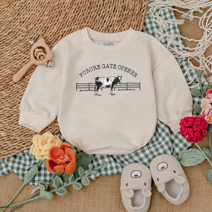 Future Gate Opener Romper Western Baby Bodysuit Newborn Bubble Outfit Rodeo Baby Shower Gift Boy Clothes