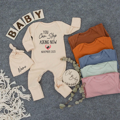 You Can Stop Asking Now Personalized Baby Bodysuit and Hat Set Custom Newborn Gift Coming Home Outfit