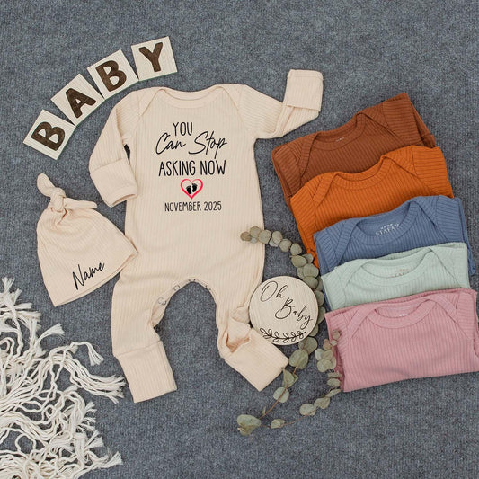 You Can Stop Asking Now Personalized Baby Bodysuit and Hat Set Custom Newborn Gift Coming Home Outfit