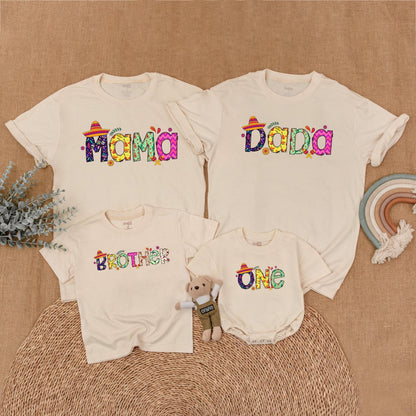 Uno Fiesta Birthday Matching Family Shirts Baby Girl Bubble Romper Cinco de Mayo Outfits First Birthday Boy Shirt Fiesta Party Theme Comfort Cotton 1st Birthday