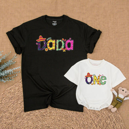 Uno Fiesta Birthday Matching Family Shirts Baby Girl Bubble Romper Cinco de Mayo Outfits First Birthday Boy Shirt Fiesta Party Theme Comfort Cotton 1st Birthday