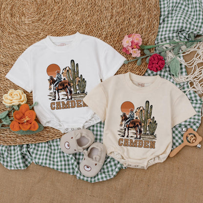 Western Cowgirl Baby Romper: Retro Cowboy Bodysuit for Baby Girl, Boho Country Style, a Western Baby Shower Gift, and Cowboy Baby Clothes