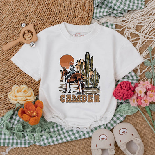 Western Cowgirl Baby Romper: Retro Cowboy Bodysuit for Baby Girl, Boho Country Style, a Western Baby Shower Gift, and Cowboy Baby Clothes