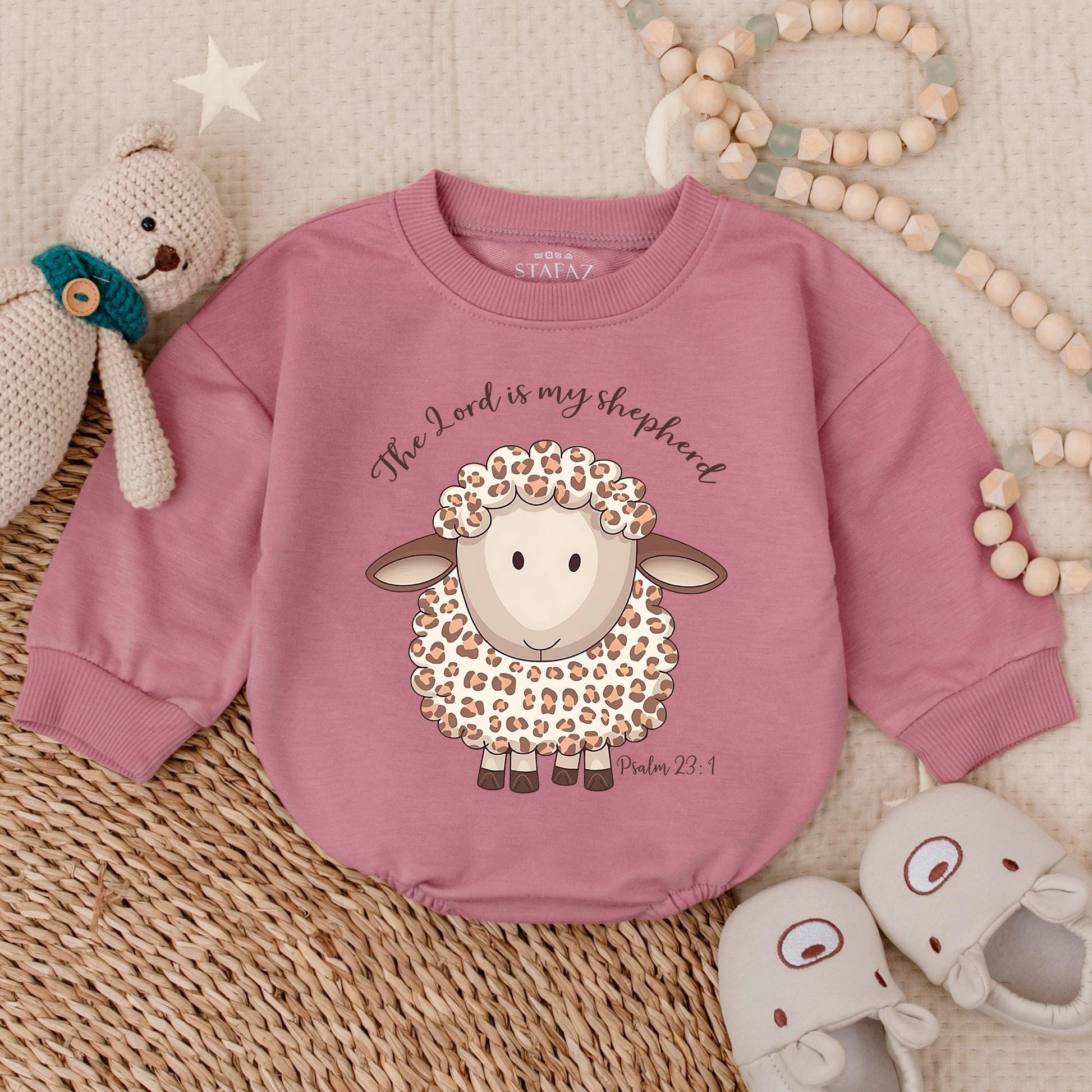 The Lord Is My Shepherd Psalm 23:1 Christian Baby Bodysuit, a precious Girl Birthday Outfit and comfortable Bubble Romper for infant celebration