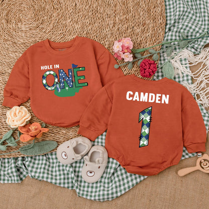 Baby Boy Golf First Birthday Romper Hole in One Outfit for First Birthday Celebrations