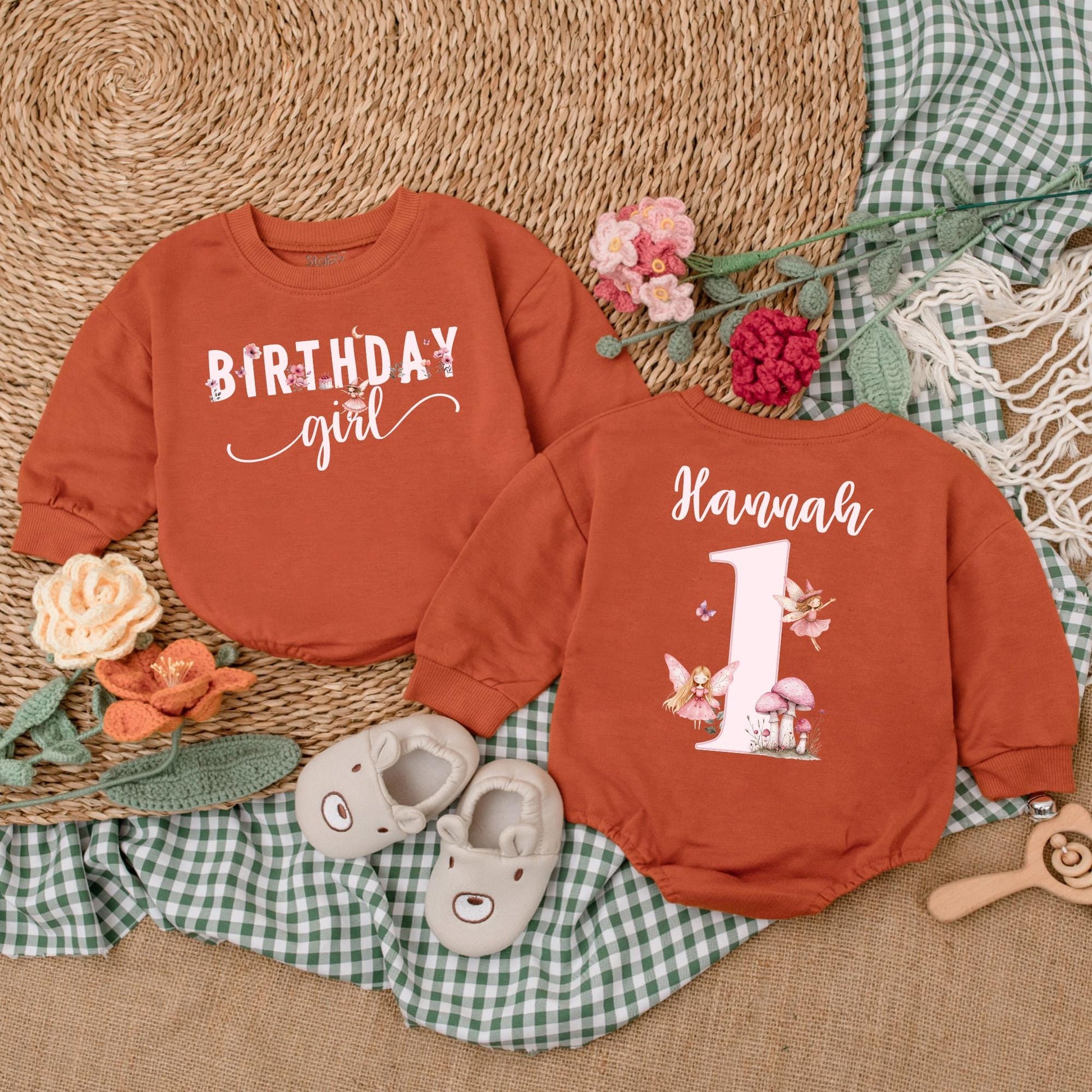 Personalized Fairy First Birthday Romper One Little Fairy Bodysuit Pink Fairy Birthday Outfit Bubble Romper