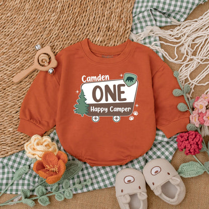 One Happy Camper Romper for Boys Camping 1st Birthday Bodysuit Adventure Baby Clothes Outfit