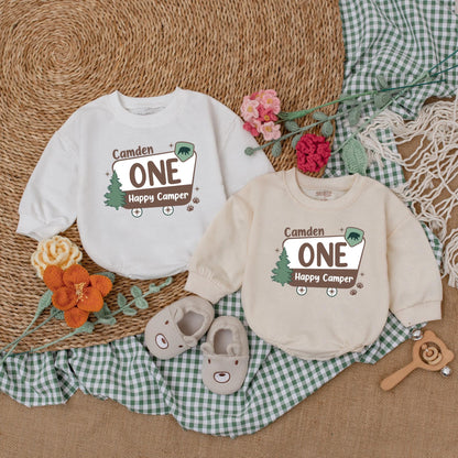 One Happy Camper Romper for Boys Camping 1st Birthday Bodysuit Adventure Baby Clothes Outfit
