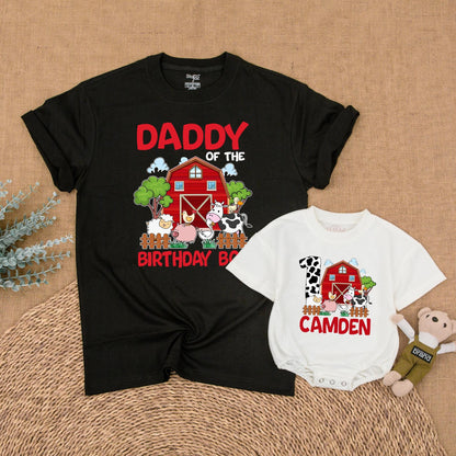 Personalized Farm Birthday Family Matching Shirts Barnyard Theme Custom Animal Party Outfits for Mom and Baby