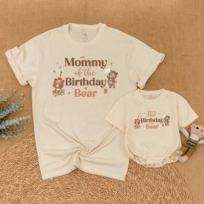 Beary First Birthday Matching Family Shirts, Little Bear Outfit, 1st Birthday Celebration for Baby Boy or Girl, Matching Birthday Crew Cotton Tee (139 chars)