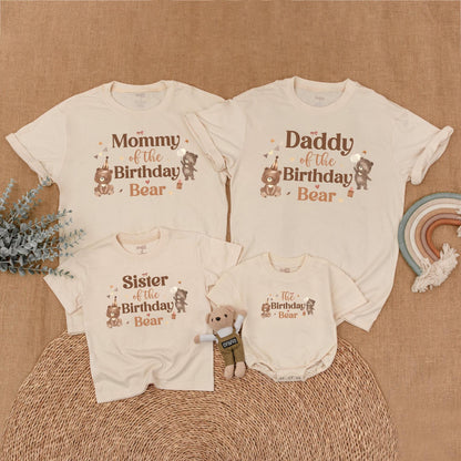 Beary First Birthday Matching Family Shirts, Little Bear Outfit, 1st Birthday Celebration for Baby Boy or Girl, Matching Birthday Crew Cotton Tee (139 chars)