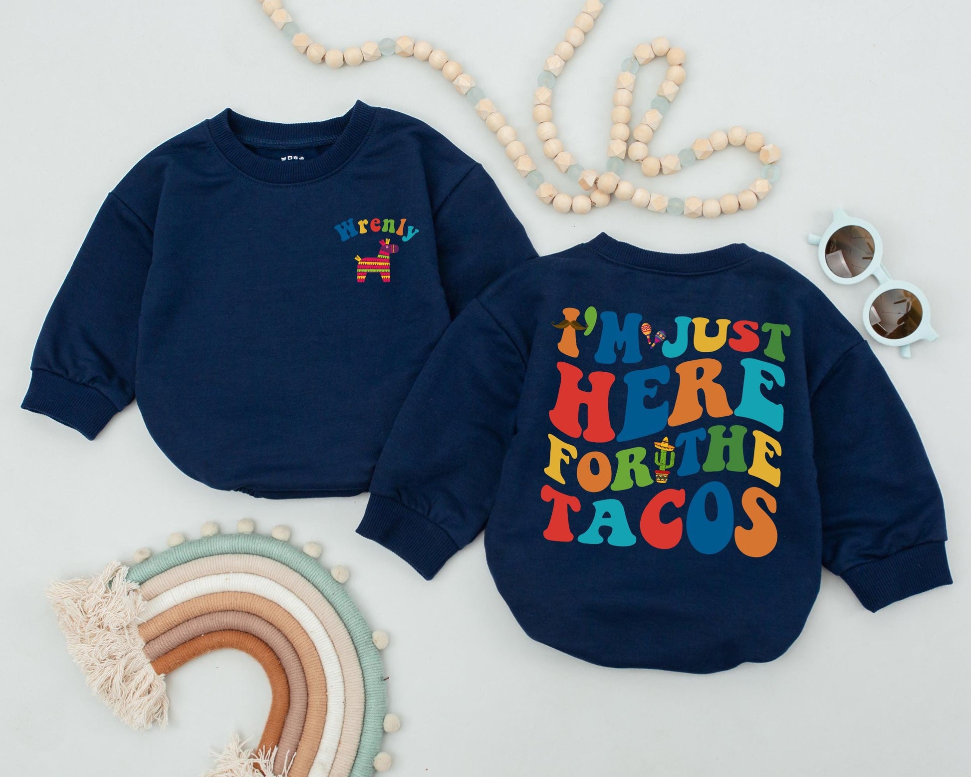 I'm Just Here For The Tacos Romper Personalized 1st Birthday Outfit Cute Taco Tuesday Baby Bodysuit Mexican Fiesta Gift