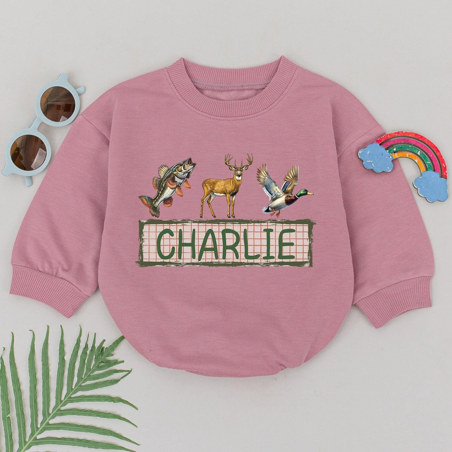 Personalized Name Mallard Duck Hunting Baby Romper Boy Hunter Buddy Gift Ducks Deer Fishing Outdoor Adventure First Birthday Outfit